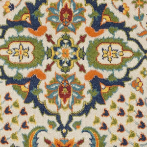 HomeRoots 7' Ivory Floral Power Loom Area Rug - Elegant Bohemian Style for Living Rooms & Bedrooms 8' Round Round 521710
