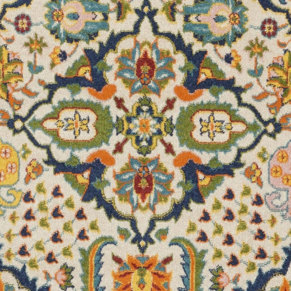 HomeRoots 7' Ivory Floral Power Loom Area Rug - Elegant Bohemian Style for Living Rooms & Bedrooms 8' Round Round 521710