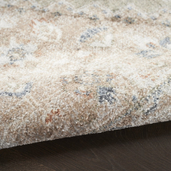 HomeRoots 9' Khaki Oriental Power Loom Area Rug - Distressed Vintage Design, Washable, Perfect for Any Space 9' X 12' 521711
