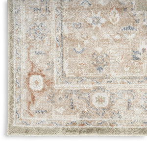 HomeRoots 9' Khaki Oriental Power Loom Area Rug - Distressed Vintage Design, Washable, Perfect for Any Space 9' X 12' 521711