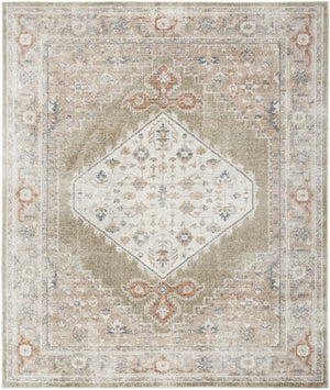 HomeRoots 9' Khaki Oriental Power Loom Area Rug - Distressed Vintage Design, Washable, Perfect for Any Space 9' X 12' 521711