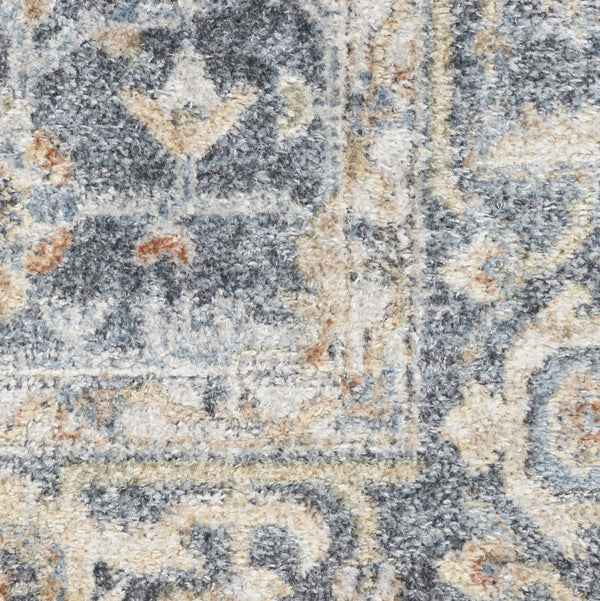 HomeRoots 9' Gray and Gold Floral Medallion Area Rug - Distressed, Washable, Stain-Resistant for Family Spaces 9' X 12' 521712