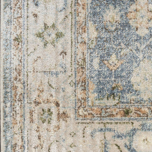 HomeRoots 9' Gray and Gold Floral Medallion Area Rug - Distressed, Washable, Stain-Resistant for Family Spaces 9' X 12' 521712