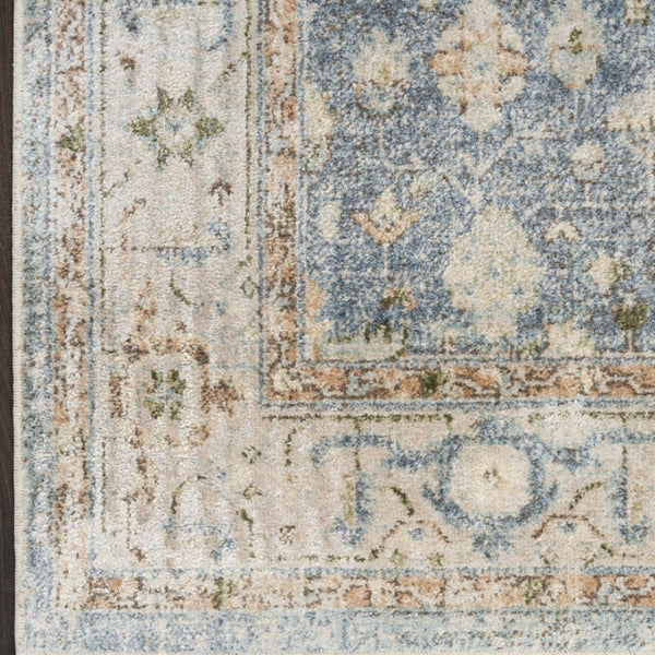 HomeRoots 9' Gray and Gold Floral Medallion Area Rug - Distressed, Washable, Stain-Resistant for Family Spaces 9' X 12' 521712