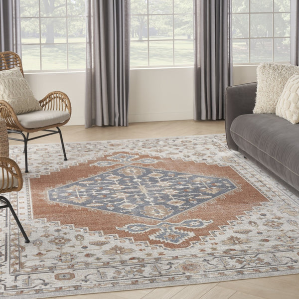 HomeRoots 9' Gray Oriental Power Loom Distressed Area Rug - Timeless Elegance for Modern and Traditional Spaces 9' X 12' 521713