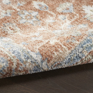 HomeRoots 9' X 12' Elegant Oriental Distressed Area Rug for Timeless Style, Durability, and Easy Maintenance Ivory, Blue 521714