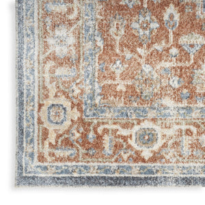 HomeRoots 9' X 12' Elegant Oriental Distressed Area Rug for Timeless Style, Durability, and Easy Maintenance Ivory, Blue 521714