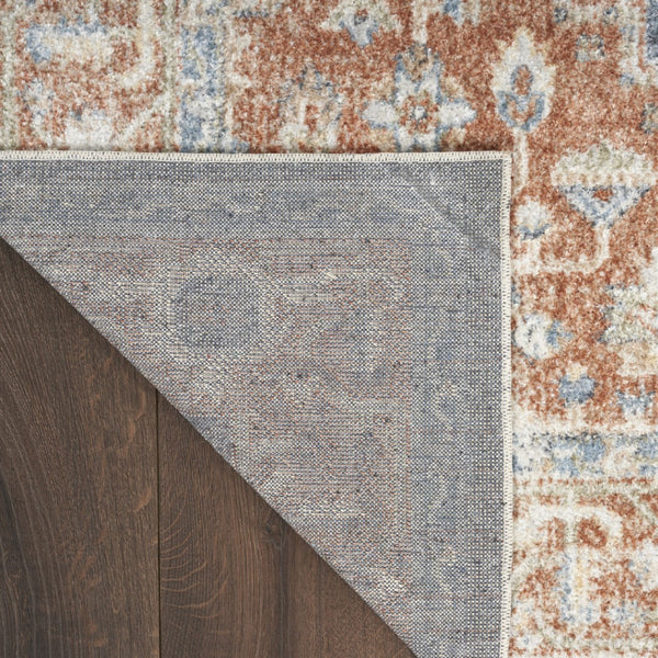 HomeRoots 9' X 12' Elegant Oriental Distressed Area Rug for Timeless Style, Durability, and Easy Maintenance Ivory, Blue 521714