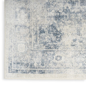 HomeRoots 9' X 12' Elegant Oriental Distressed Area Rug for Timeless Style, Durability, and Easy Maintenance Blue, Ivory 521715