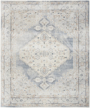 HomeRoots 9' X 12' Elegant Oriental Distressed Area Rug for Timeless Style, Durability, and Easy Maintenance Light Blue 521716