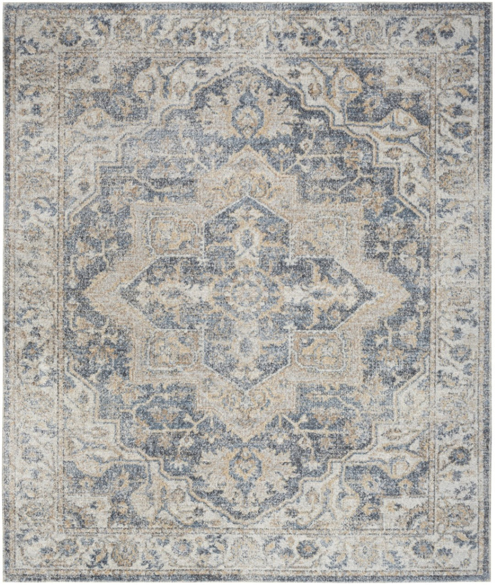 HomeRoots 9' Gray Oriental Power Loom Area Rug - Timeless Elegance for Living Spaces, Durable and Easy Care 9' X 12' 521717