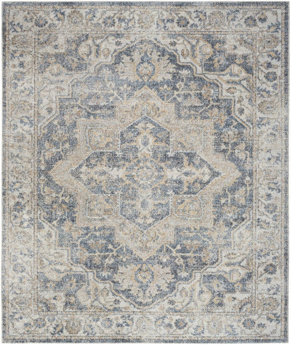 HomeRoots 9' Gray Oriental Power Loom Area Rug - Timeless Elegance for Living Spaces, Durable and Easy Care 9' X 12' 521717