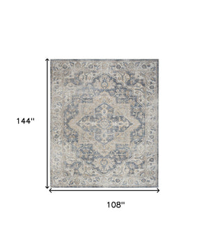 Homeroots 9' X 12' Gray Oriental Power Loom Area Rug  Polyester 521717