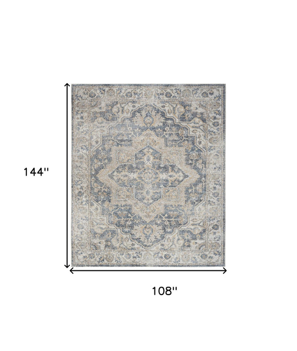 Homeroots 9' X 12' Gray Oriental Power Loom Area Rug  Polyester 521717