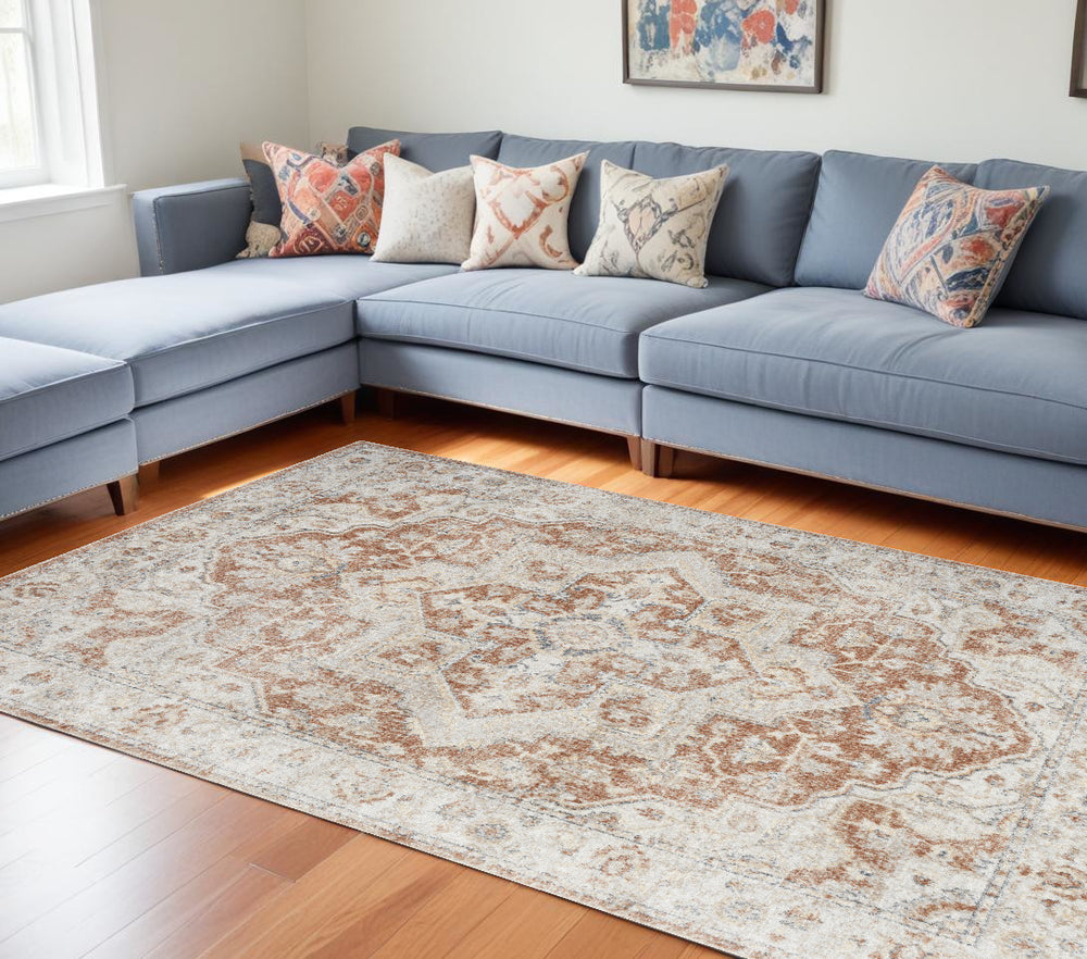 Homeroots 9' X 12' Gold Oriental Power Loom Area Rug  Polyester 521719