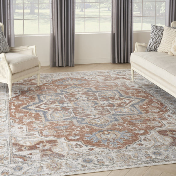 HomeRoots 9' X 12' Timeless Oriental Power Loom Area Rug for Elegant Living Spaces and Easy Maintenance Gold 521719