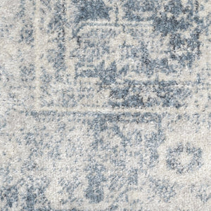HomeRoots 8' X 10' Elegant Blue & Ivory Floral Medallion Area Rug – Distressed, Washable, Durable Design! 521724