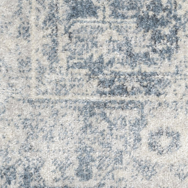 HomeRoots 8' X 10' Elegant Blue & Ivory Floral Medallion Area Rug – Distressed, Washable, Durable Design! 521724