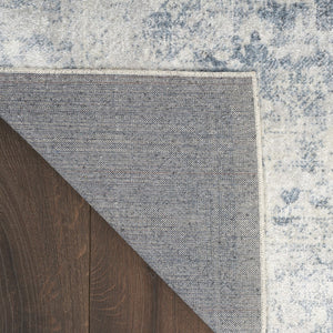 HomeRoots 8' X 10' Elegant Blue & Ivory Floral Medallion Area Rug – Distressed, Washable, Durable Design! 521724