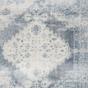 Homeroots 12' Blue Oriental Power Loom Distressed Washable Runner Rug - Elegant Home Decor For Cozy Spaces  Polyester 521730