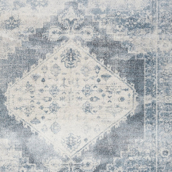 Homeroots 12' Blue Oriental Power Loom Distressed Washable Runner Rug - Elegant Home Decor For Cozy Spaces  Polyester 521730