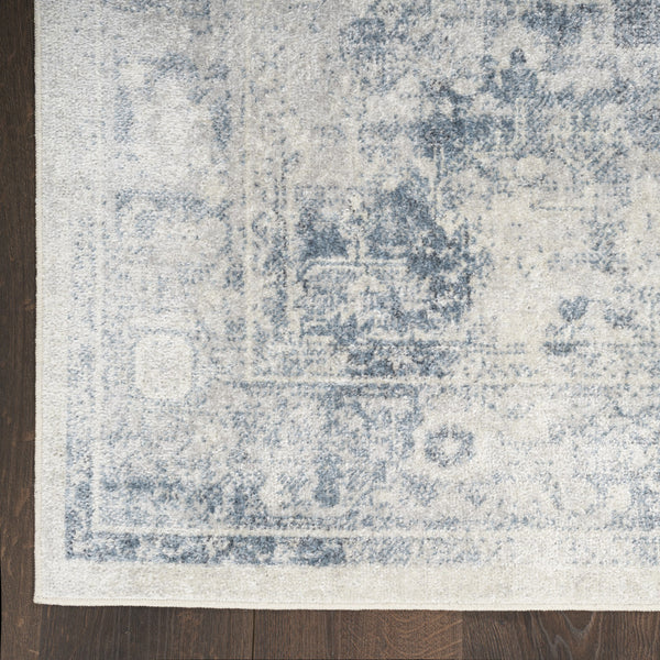 Homeroots 12' Blue Oriental Power Loom Distressed Washable Runner Rug - Elegant Home Decor For Cozy Spaces  Polyester 521730