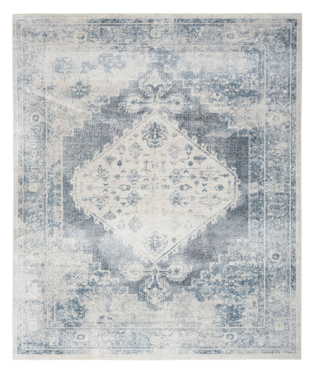 Homeroots 12' Blue Oriental Power Loom Distressed Washable Runner Rug - Elegant Home Decor For Cozy Spaces  Polyester 521730