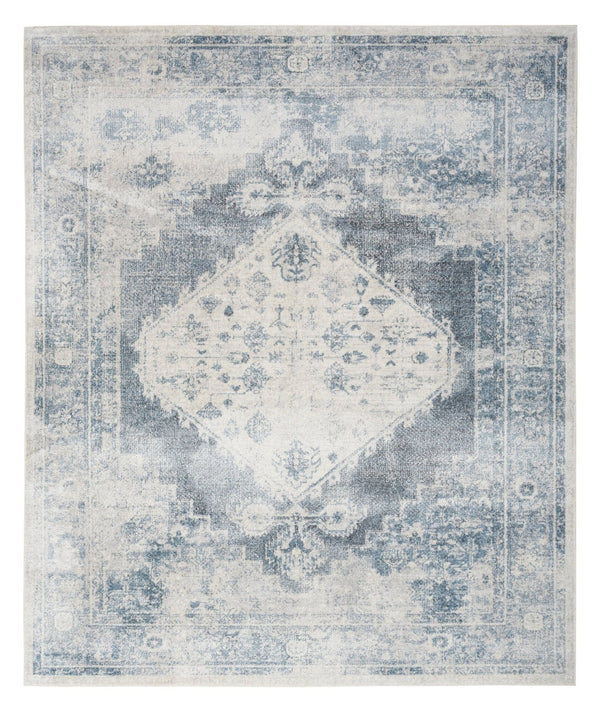 Homeroots 12' Blue Oriental Power Loom Distressed Washable Runner Rug - Elegant Home Decor For Cozy Spaces  Polyester 521730