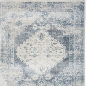 Homeroots 12' Blue Oriental Power Loom Distressed Washable Runner Rug - Elegant Home Decor For Cozy Spaces  Polyester 521730