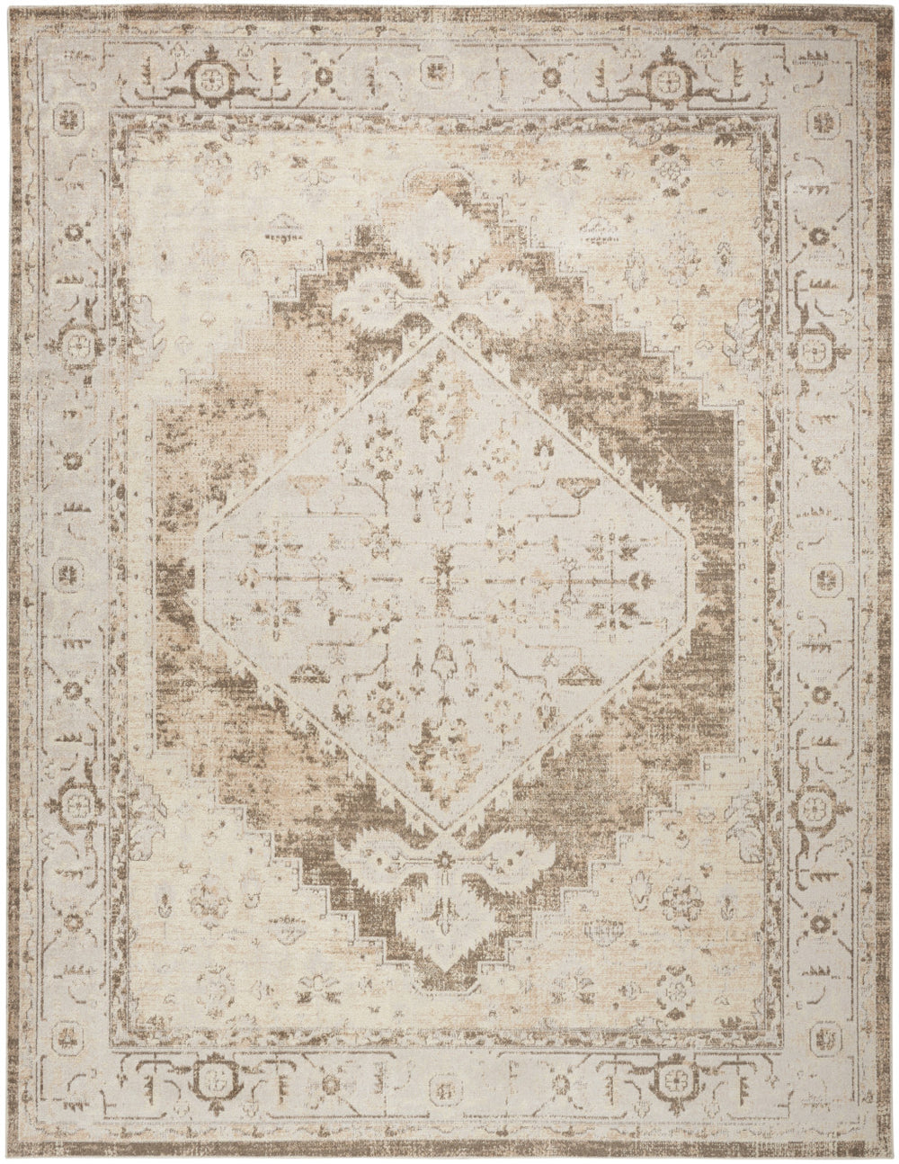 Homeroots 5' X 7' Sage Oriental Power Loom Distressed Washable Area Rug  Polyester 521732