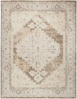 Homeroots 5' X 7' Sage Oriental Power Loom Distressed Washable Area Rug  Polyester 521732