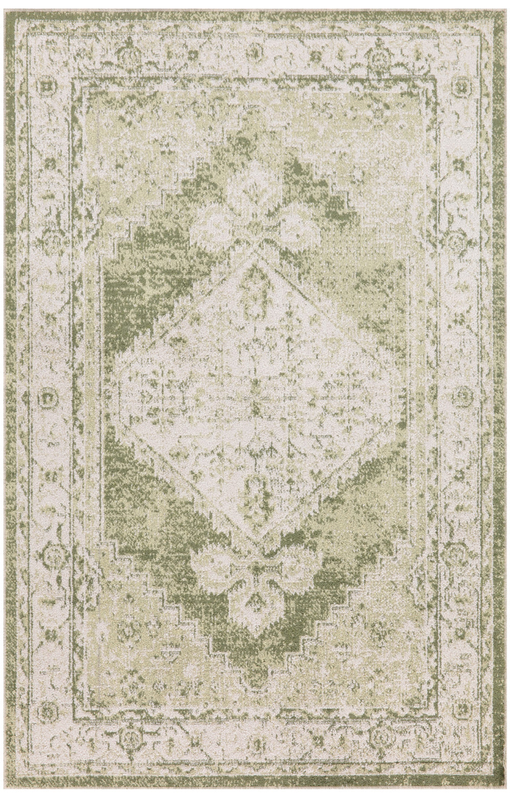 Homeroots 8' X 10' Sage Oriental Power Loom Distressed Washable Area Rug  Polyester 521733