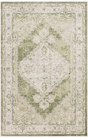 Homeroots 8' X 10' Sage Oriental Power Loom Distressed Washable Area Rug  Polyester 521733