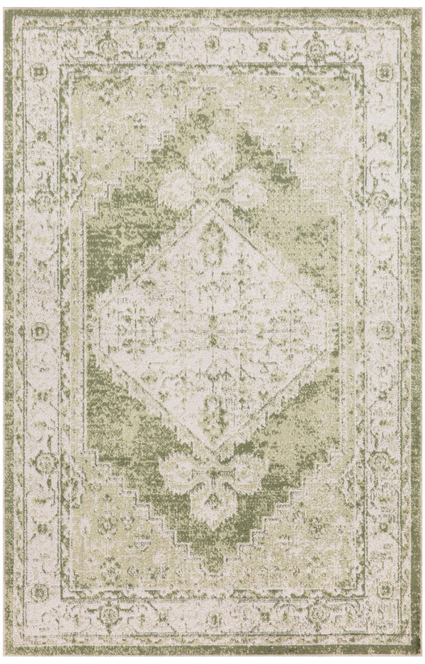 Homeroots 8' X 10' Sage Oriental Power Loom Distressed Washable Area Rug  Polyester 521733