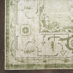 Homeroots 8' X 10' Sage Oriental Power Loom Distressed Washable Area Rug  Polyester 521733