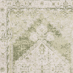 Homeroots 8' X 10' Sage Oriental Power Loom Distressed Washable Area Rug  Polyester 521733