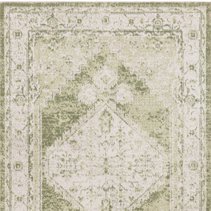 Homeroots 8' X 10' Sage Oriental Power Loom Distressed Washable Area Rug  Polyester 521733