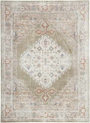 HomeRoots 7' Elegant Sage Oriental Power Loom Distressed Area Rug for Timeless Style & Easy Maintenance 7' X 9' 521735