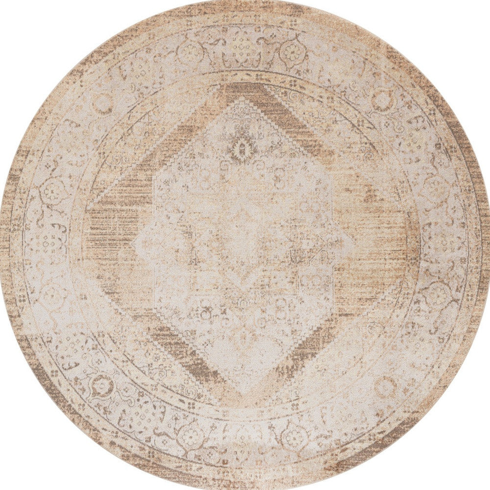 Homeroots 7' X 9' Sage Oriental Power Loom Distressed Washable Area Rug  Polyester 521735