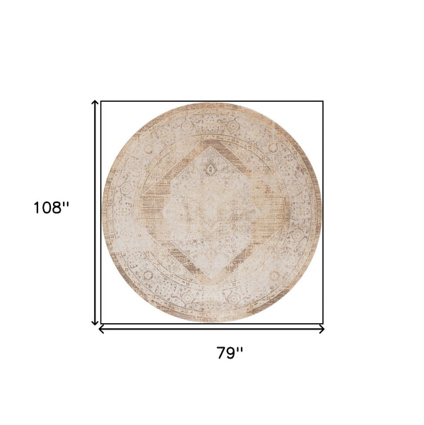 Homeroots 7' X 9' Sage Oriental Power Loom Distressed Washable Area Rug  Polyester 521735