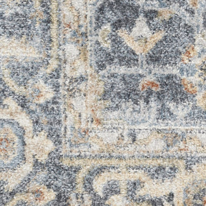 HomeRoots 9' Gray and Gold Floral Medallion Area Rug - Distressed, Washable, Stain-Resistant for Family Spaces 8' X 10' 521740