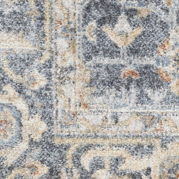 HomeRoots 9' Gray and Gold Floral Medallion Area Rug - Distressed, Washable, Stain-Resistant for Family Spaces 8' X 10' 521740