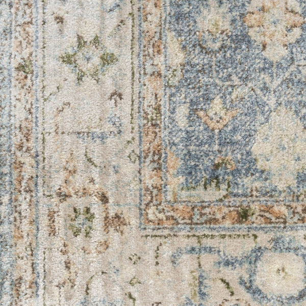 HomeRoots 9' Gray and Gold Floral Medallion Area Rug - Distressed, Washable, Stain-Resistant for Family Spaces 8' X 10' 521740