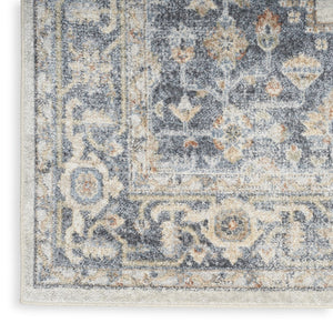 HomeRoots 9' Gray and Gold Floral Medallion Area Rug - Distressed, Washable, Stain-Resistant for Family Spaces 8' X 10' 521740