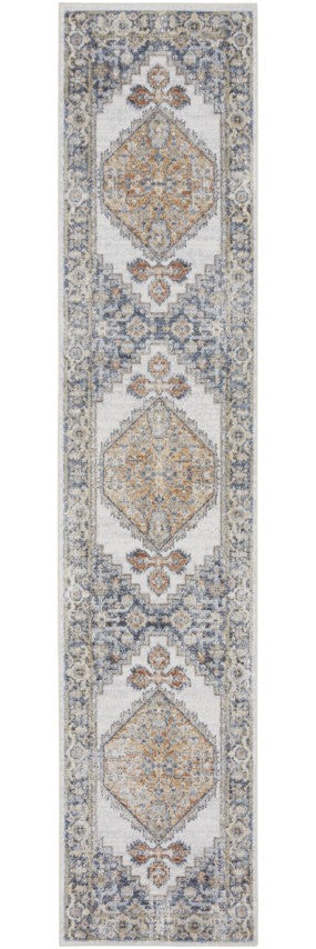 Homeroots 12' Gray Oriental Power Loom Distressed Washable Runner Rug - Elegant Design For Cozy Spaces  Polyester 521746