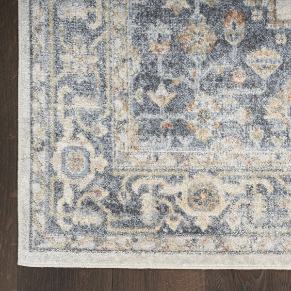 Homeroots 12' Gray Oriental Power Loom Distressed Washable Runner Rug - Elegant Design For Cozy Spaces  Polyester 521746