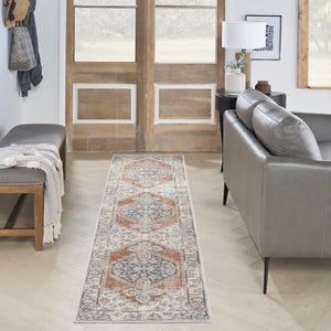 Homeroots 12' Gray And Ivory Washable Runner Rug - Durable, Elegant Distressed Design For Hallways & More  Polyester 521747