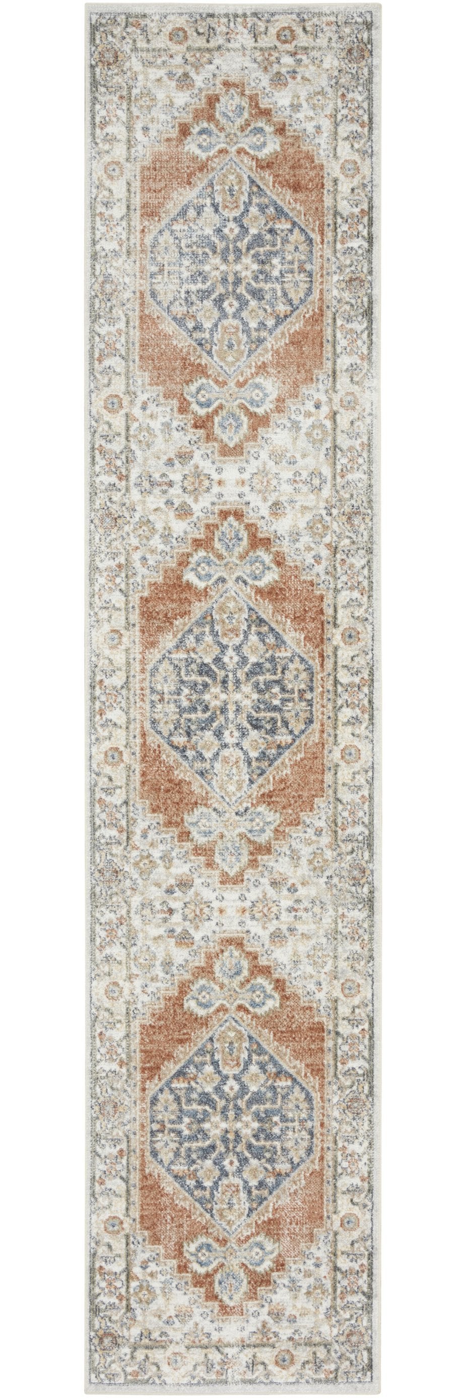 Homeroots 12' Gray And Ivory Washable Runner Rug - Durable, Elegant Distressed Design For Hallways & More  Polyester 521747
