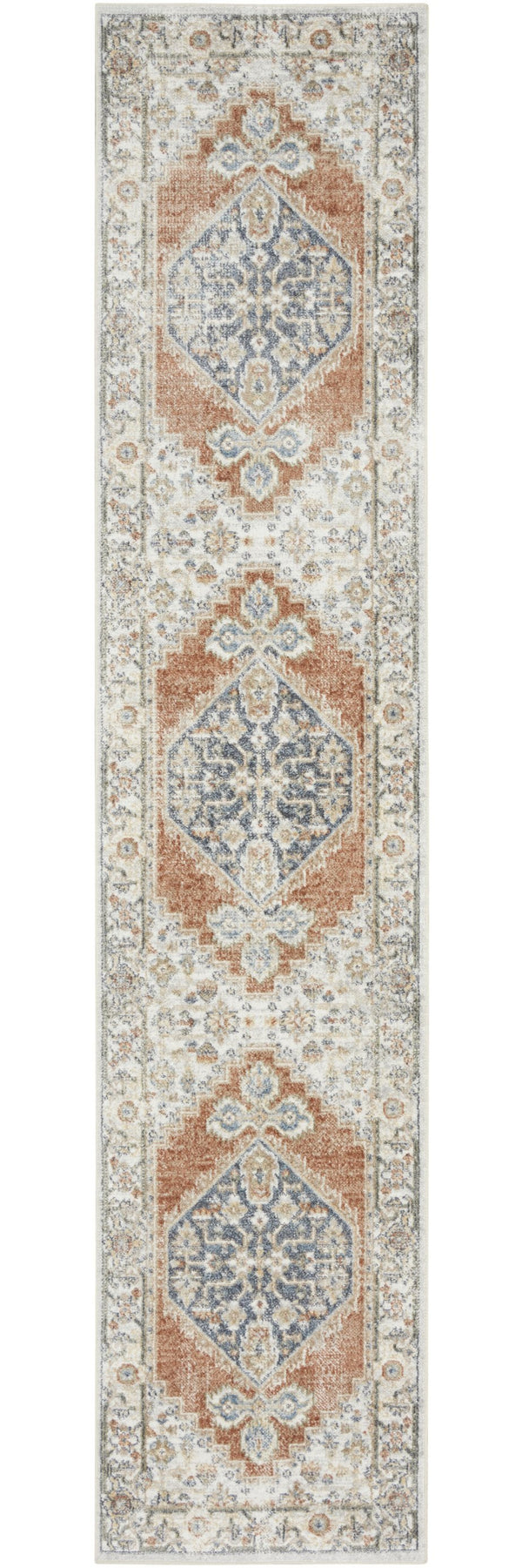 Homeroots 12' Gray And Ivory Washable Runner Rug - Durable, Elegant Distressed Design For Hallways & More  Polyester 521747