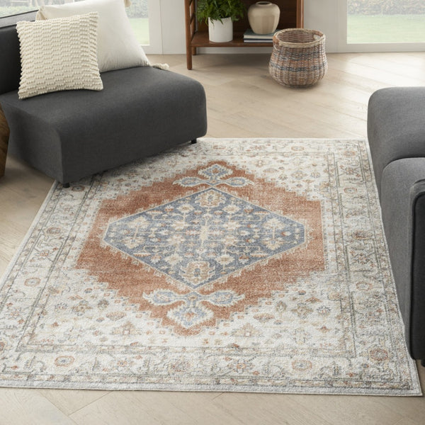 HomeRoots 9' Gray Oriental Power Loom Distressed Area Rug - Timeless Elegance for Modern and Traditional Spaces 7' X 9' 521748